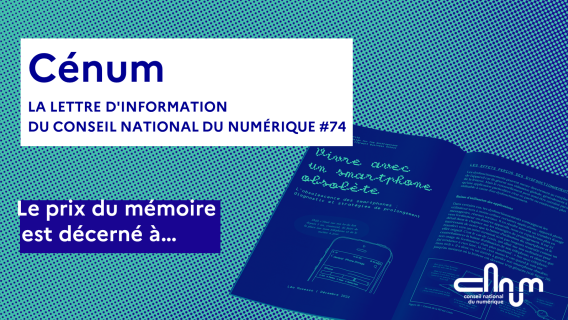 Visuel Cénum 74 : le prix du mémoire est attribué à... avec un visuel du mémoire "vivre avec un smartphone obsolète"