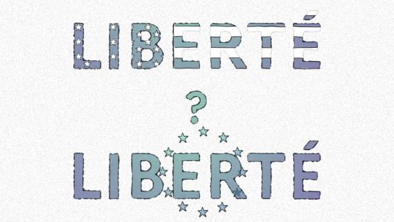 Visuel lettre d'information Cénum Liberté montrant la différence de signification du terme entre les Etats-Unis et l'Europe